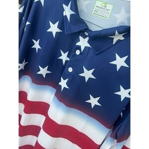Obnoxious Golf polo Shirt Patriot 2XL USA Flag Stars Stripes Patriotic Stretch